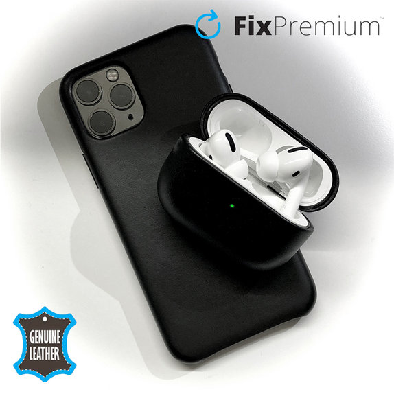FixPremium - Usnjena torbica za AirPods 3, črna