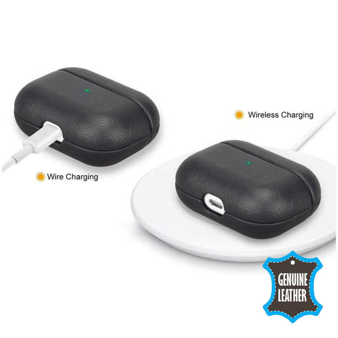 FixPremium - Usnjena torbica za AirPods Pro, črna