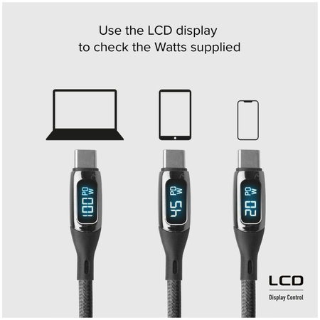 SBS - USB-C / USB-C kabel z LCD in PowerDelivery 100W (1m), črn
