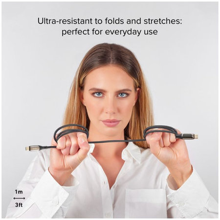 SBS - USB-C / USB-C kabel z LCD in PowerDelivery 100W (1m), črn