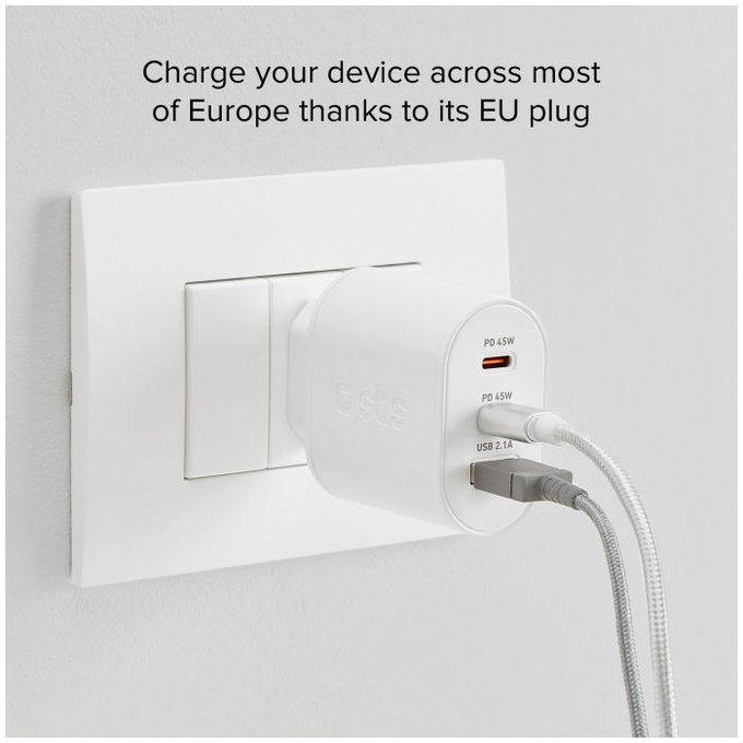 SBS - 45 W USB polnilec, 2x USB-C, PowerDelivery, bel