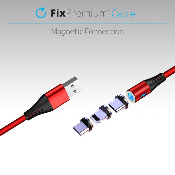 FixPremium - Magnetni kabel Lightning / USB (2m), črn