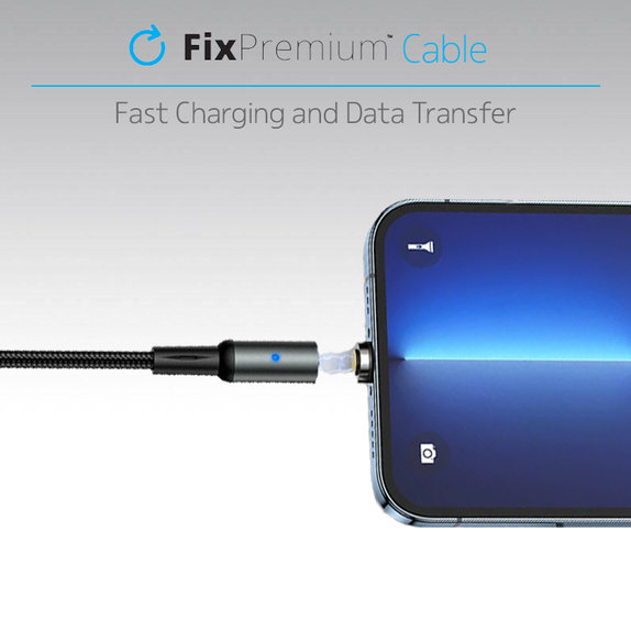 FixPremium - Magnetni kabel Lightning / USB (2m), črn