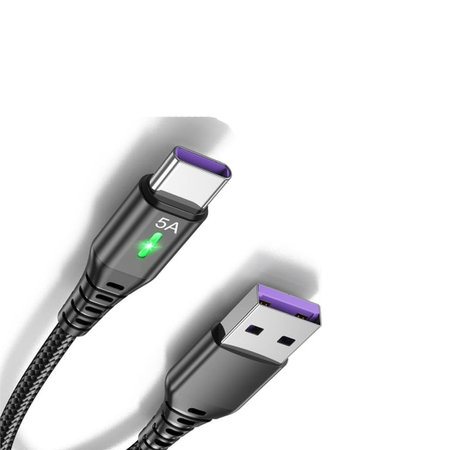 FixPremium - USB-C / USB kabel z LED indikatorjem (1m), črn