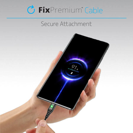 FixPremium - USB-C / USB kabel z LED indikatorjem (1m), rdeč