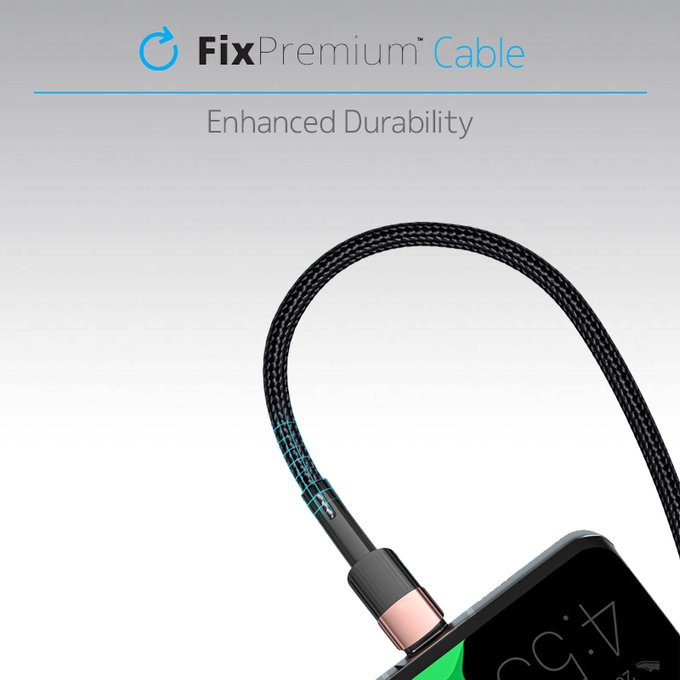 FixPremium - USB-C / USB kabel s hitrim polnjenjem (1m), črn