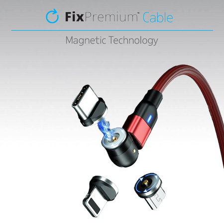 FixPremium - Magnetni kabel Lightning / USB-C (1m), rdeč