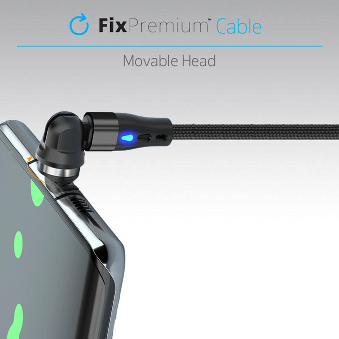 FixPremium - Lightning/USB magnetni kabel (1m), črn