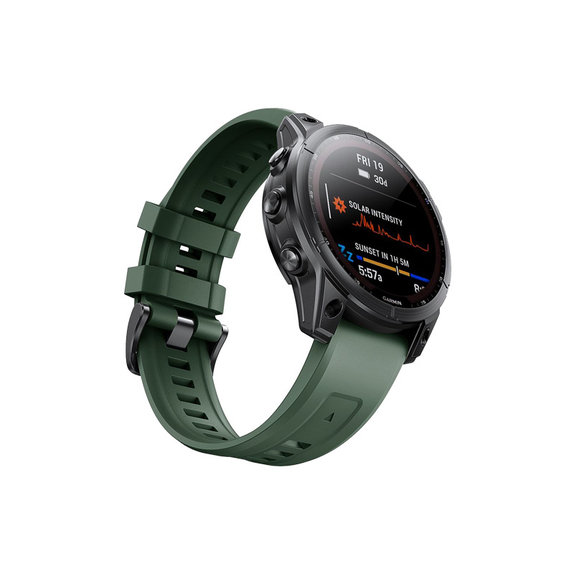 FixPremium - Silikonski trak za Garmin (QuickFit 26mm), temno zelen