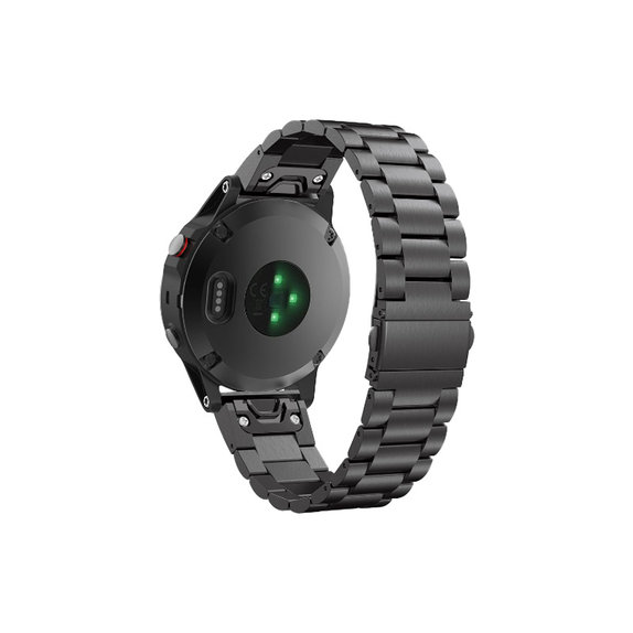 FixPremium - pašček iz nerjavečega jekla za Garmin (QuickFit 22mm), črn