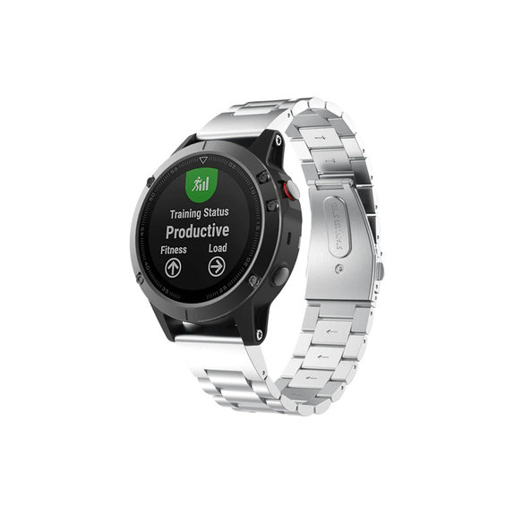 FixPremium - Trak iz nerjavečega jekla za Garmin (QuickFit 22mm), srebrn