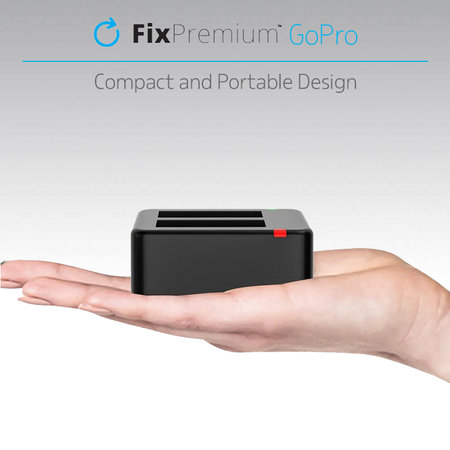 FixPremium - Polnilna postaja za 2 bateriji GoPro (Hero (2018)/Hero 5/Hero 6/Hero 7/Hero 8), črna