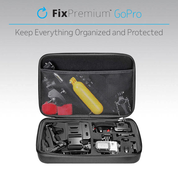 FixPremium - Zaščitna torbica za GoPro in dodatke (velikost L), črna