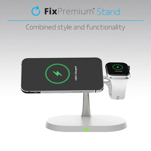 FixPremium - MagSafe stojalo 3 v 1 za iPhone, Apple Watch in AirPods, črno