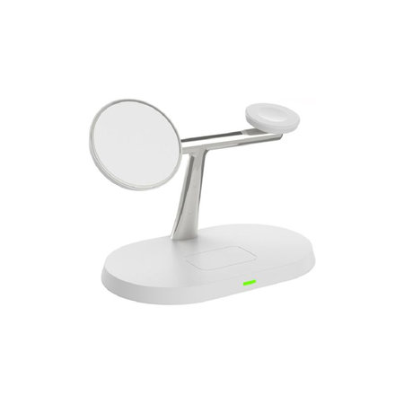 FixPremium - MagSafe stojalo 3 v 1 za iPhone, Apple Watch in AirPods, belo