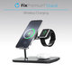 FixPremium - MagSafe stojalo 3 v 1 za iPhone, Apple Watch in AirPods, belo