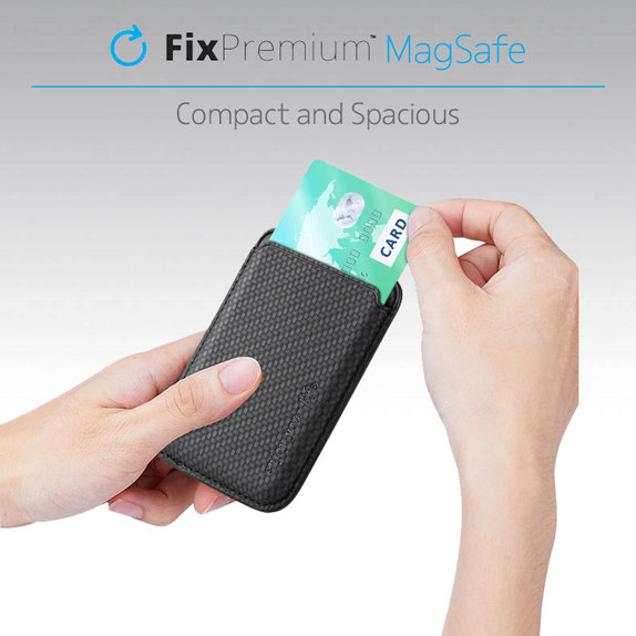 FixPremium - MagSafe Carbon Wallet, črna