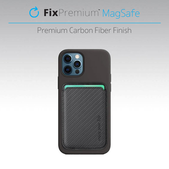 FixPremium - MagSafe Carbon Wallet, črna