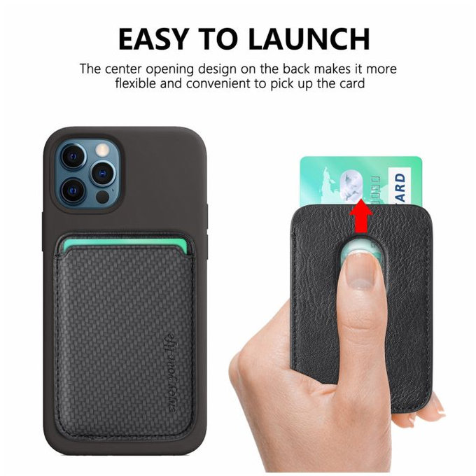 FixPremium - MagSafe Carbon Wallet, črna