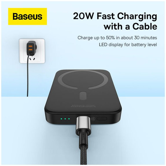 Baseus - MagSafe PowerBank 6000 mAh, črna