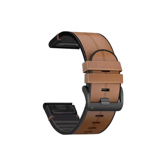 FixPremium - Usnjen pašček za Garmin (QuickFit 26mm), svetlo rjav
