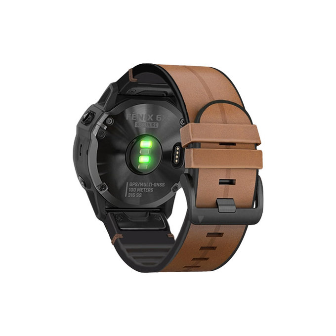 FixPremium - Usnjen pašček za Garmin (QuickFit 26mm), svetlo rjav