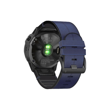 FixPremium - usnjen trak za Garmin (QuickFit 22mm), moder