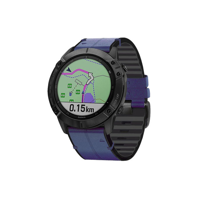 FixPremium - usnjen trak za Garmin (QuickFit 22mm), moder