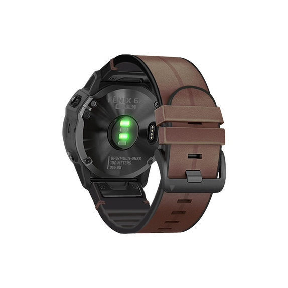 FixPremium - Usnjen trak za Garmin (QuickFit 26mm), rjav