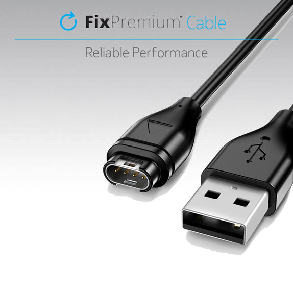 FixPremium - polnilni kabel za uro Garmin, črn