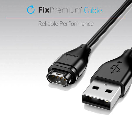 FixPremium - polnilni kabel USB-C za uro Garmin, črn