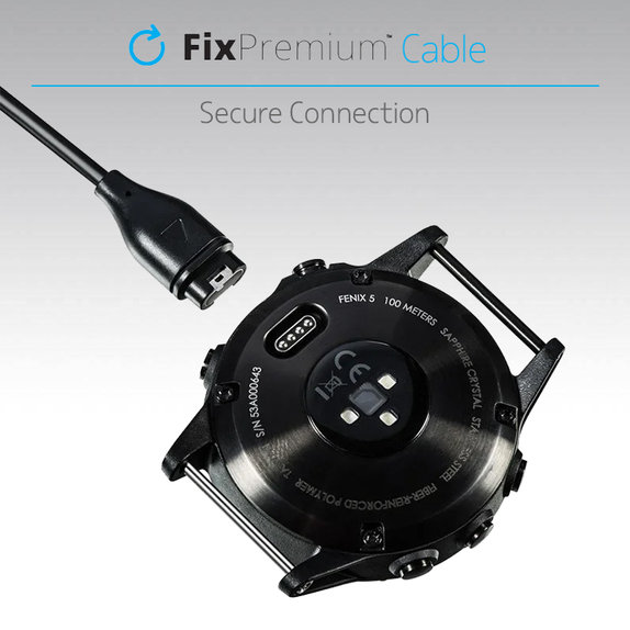 FixPremium - polnilni kabel USB-C za uro Garmin, črn
