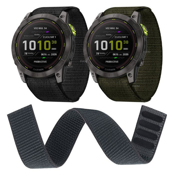 FixPremium - Najlonski trak za Garmin (26mm), črn