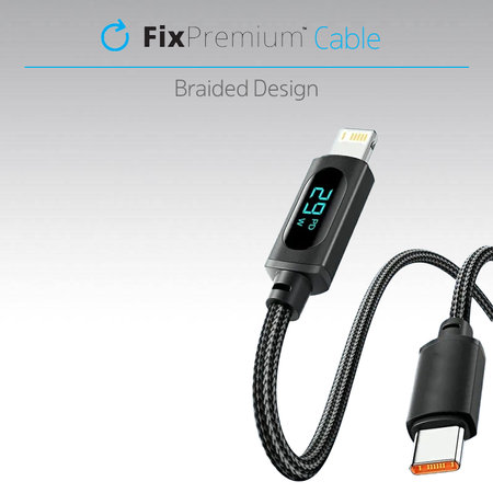 FixPremium - kabel USB-C / USB-C s funkcijo napajanja (1 m), črn
