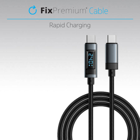 FixPremium - USB-C / USB kabel s funkcijo napajanja (1 m), črn