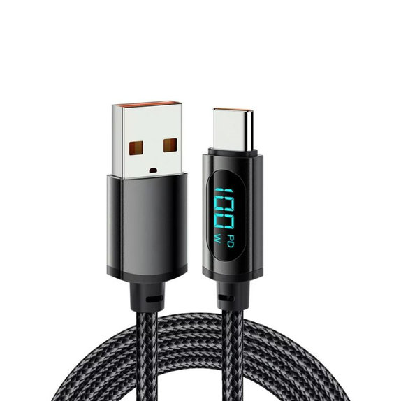 FixPremium - USB-C / USB kabel s funkcijo napajanja (1 m), črn