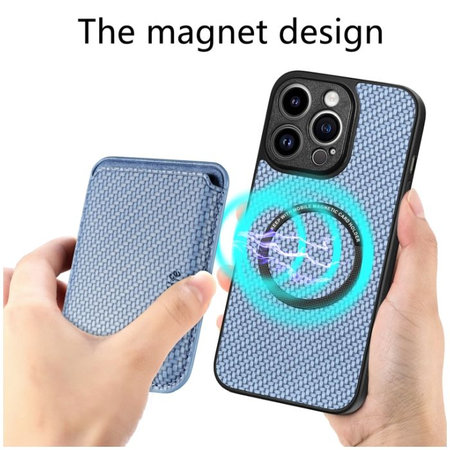 FixPremium - Carbon ovitek z MagSafe Wallet za iPhone 13 mini, črn