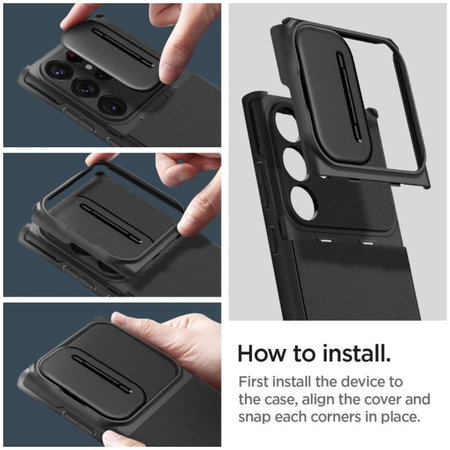 Spigen - Ovitek Optik Armor za Samsung Galaxy S23 Ultra, črna