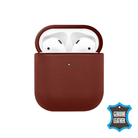 FixPremium - Usnjena torbica za AirPods 1 in 2, rjava