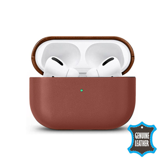 FixPremium - Usnjena torbica za AirPods Pro, rjava