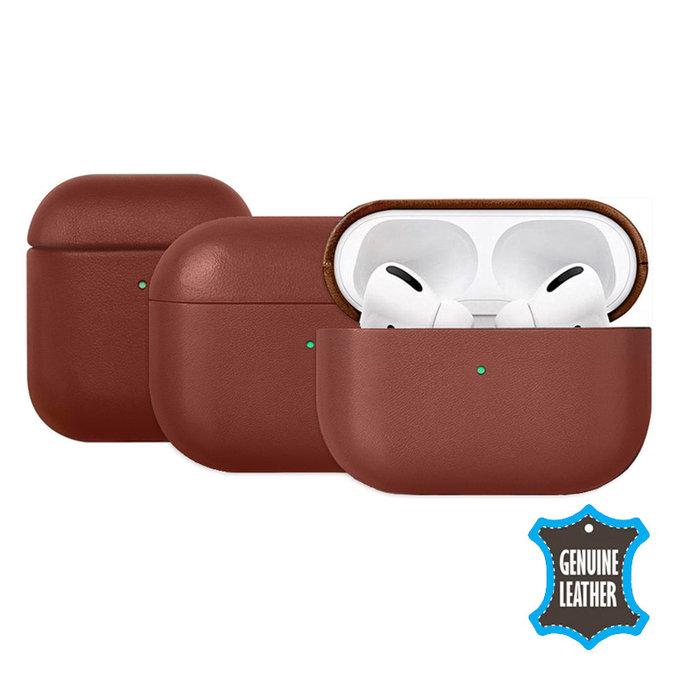 FixPremium - Usnjena torbica za AirPods Pro, rjava