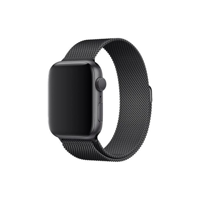FixPremium - Milanese Loop pašček za Apple Watch (42, 44, 45 in 49mm), črn