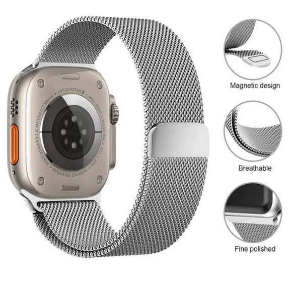 FixPremium - Milanese Loop pašček za Apple Watch (42, 44, 45 in 49mm), roza zlato