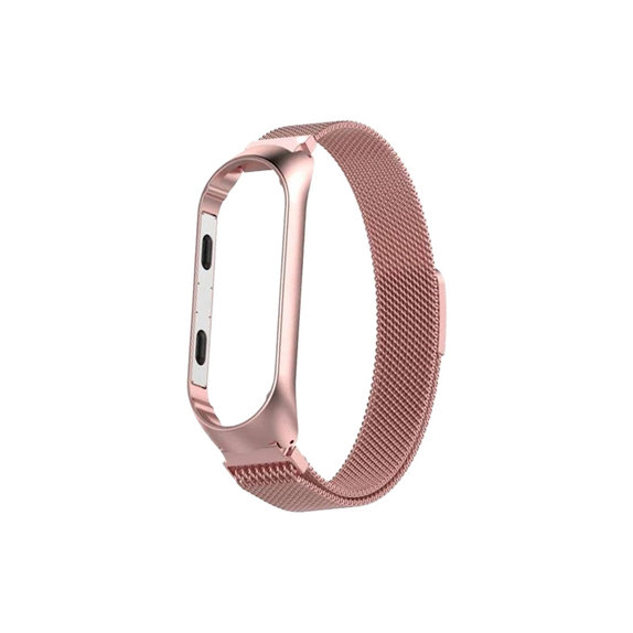 FixPremium - pašček Milanese Loop za Xiaomi Mi Band (5/6/7/7 NFC), roza zlato
