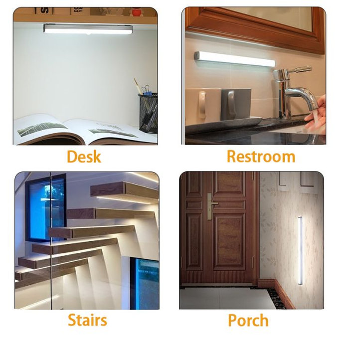 FixPremium - LED nočna lučka s senzorjem gibanja (toplo rumena), (0,3m), bela