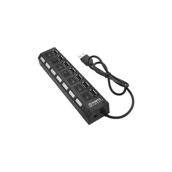 FixPremium - USB Hub s stikalom za 7 USB, črn