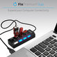 FixPremium - USB Hub s stikalom za 4 USB, črne barve