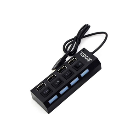 FixPremium - USB Hub s stikalom za 4 USB, črne barve