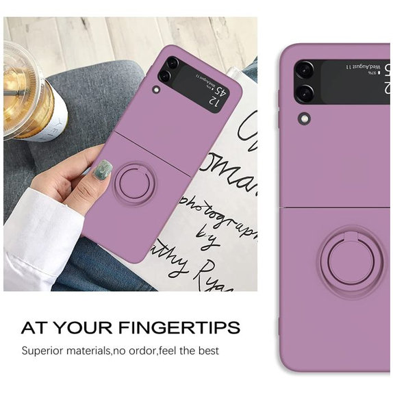 FixPremium - Ovitek Ring za Samsung Galaxy Z Flip 4, vijoličen