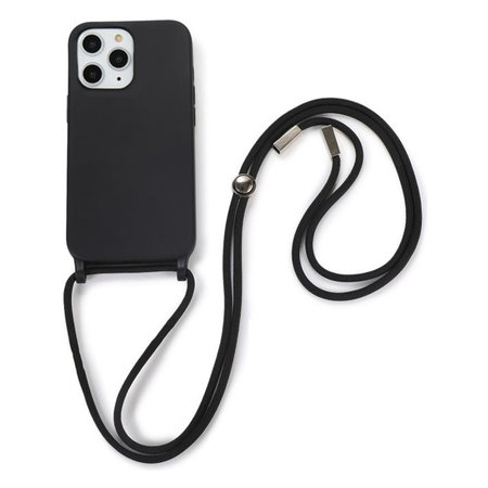 FixPremium - Silikonski ovitek z vrvico za iPhone 11 Pro Max, črn